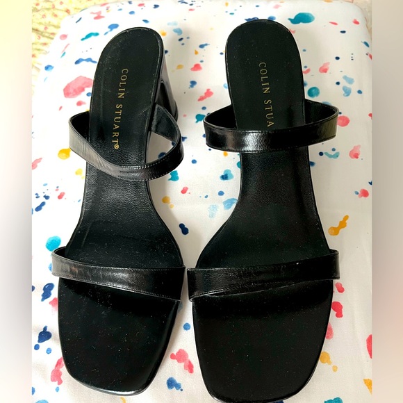 Colin Stuart Black Strappy Heels - Picture 1 of 3